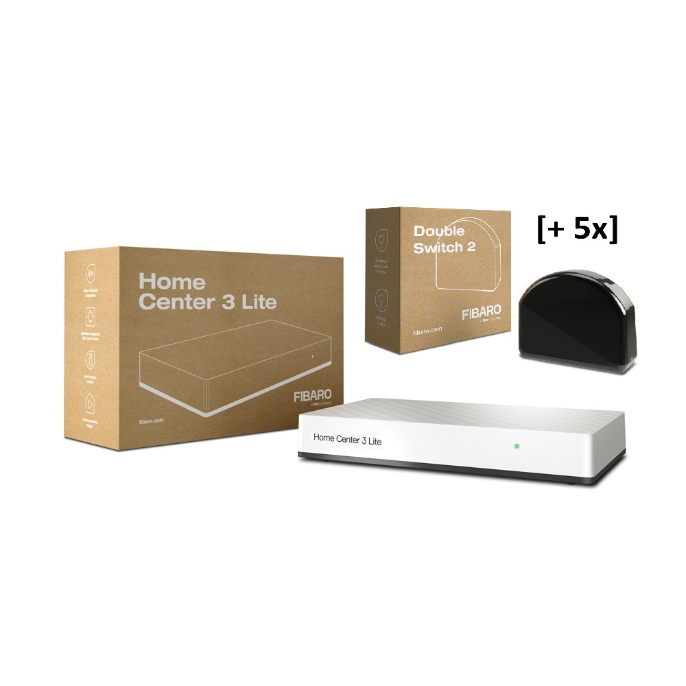 FIBARO HC3 Lite + 5 db Dupla relé